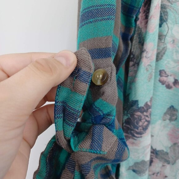 Tolani Collection Button Front Tunic With Printed Back Top Plaid Art To Wear XS - Picture 6 of 10